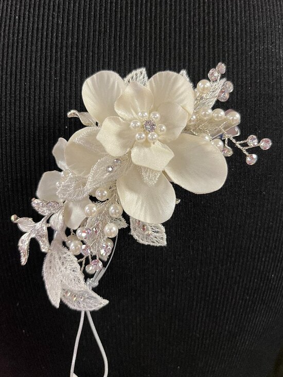 Bridal Hair Clip Le Crystal 4617 Silver/Ivory NWT